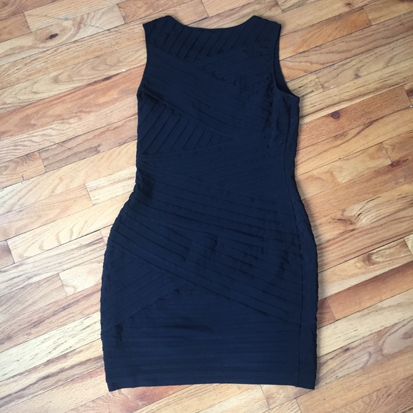 Calvin Klein Black Diagonal Body Con Dress - Picture 4 of 5